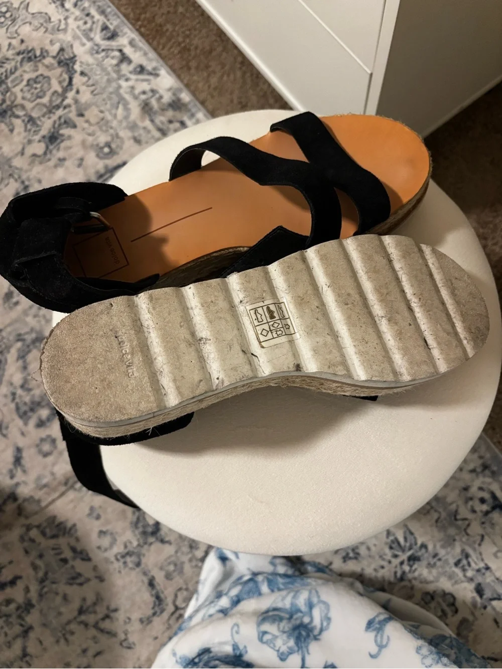 Dolce Vita Black Suede Platform Wedge Sandals